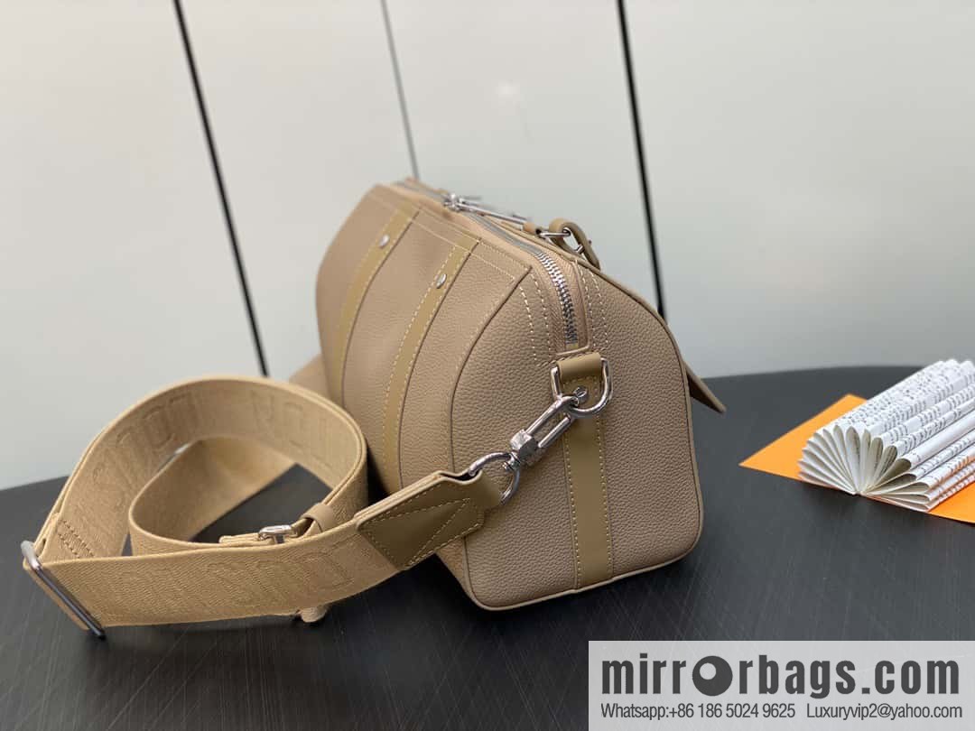 [Original order boutique] M23725 apricot, full leather men's bag pillow bag series CITY KEEPALL AER handbag M22486 57082 M23725 City Keepall handbag