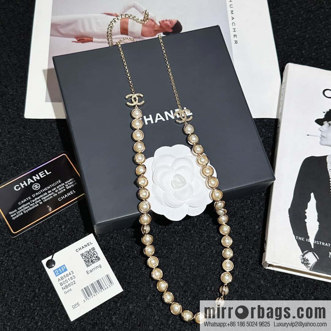 ❗️New ❗️ Chanel necklace ☀️ new ☑️ Chanel double c long pearl necklace sweater chain ☀️