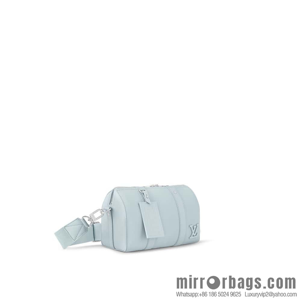 [Original order boutique] M23725 light blue, full leather men's bag pillow bag series CITY KEEPALL AER handbag M22486 57082 M23725 City Keepall handbag