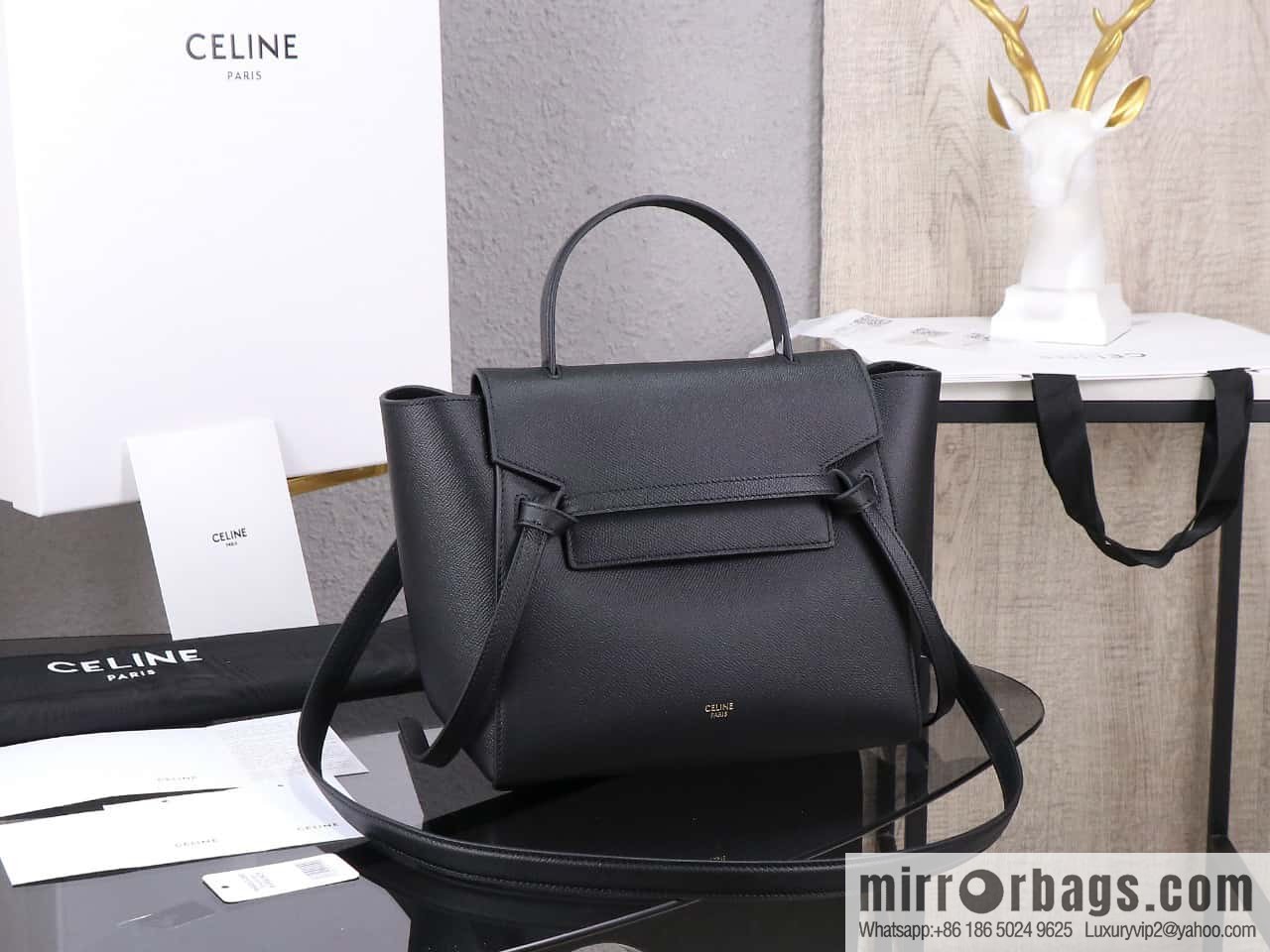 [Premium quality, original leather] CELINE BELT MICRO medium grained calfskin handbag 175520