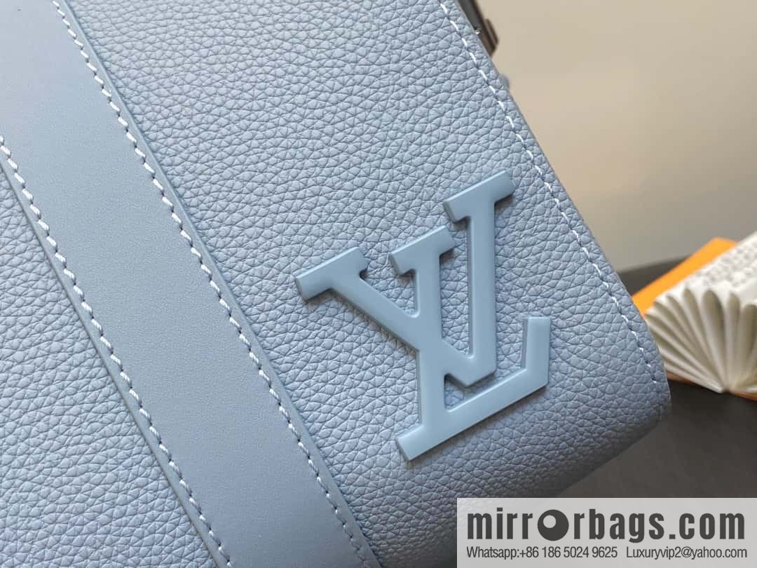 [Original order boutique] M23725 light blue, full leather men's bag pillow bag series CITY KEEPALL AER handbag M22486 57082 M23725 City Keepall handbag