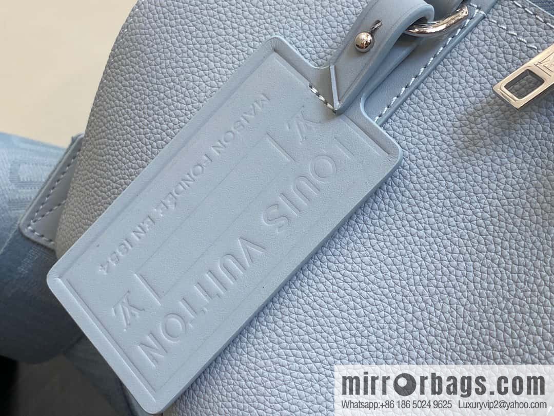 [Original order boutique] M23725 light blue, full leather men's bag pillow bag series CITY KEEPALL AER handbag M22486 57082 M23725 City Keepall handbag