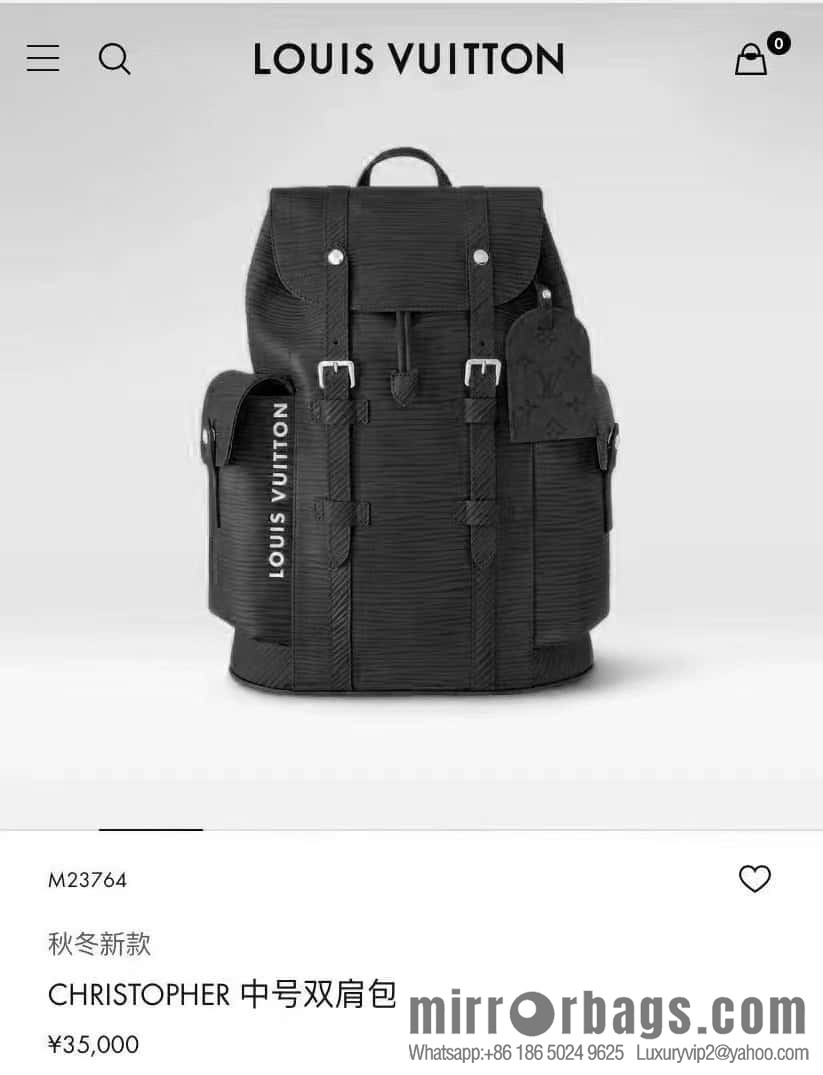 [Original single boutique] M23764 black letters, full leather epi backpack series Christopher medium backpack M41709