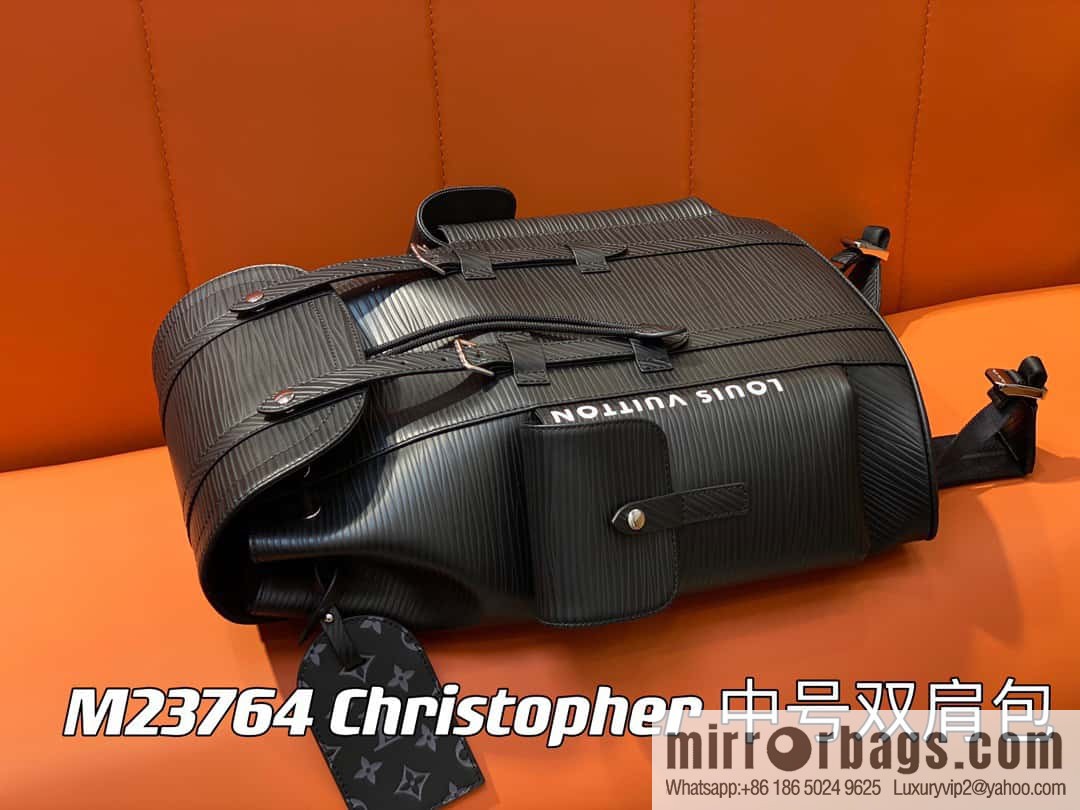 [Original single boutique] M23764 black letters, full leather epi backpack series Christopher medium backpack M41709