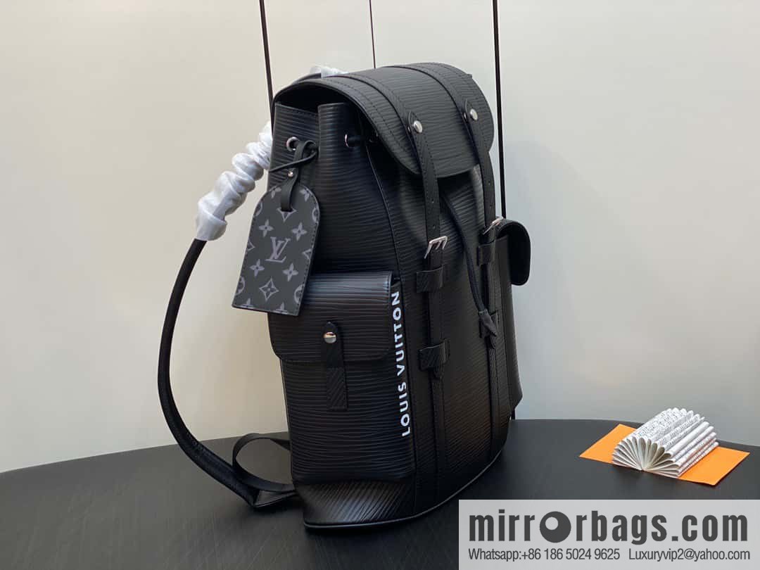 [Original single boutique] M23764 black letters, full leather epi backpack series Christopher medium backpack M41709