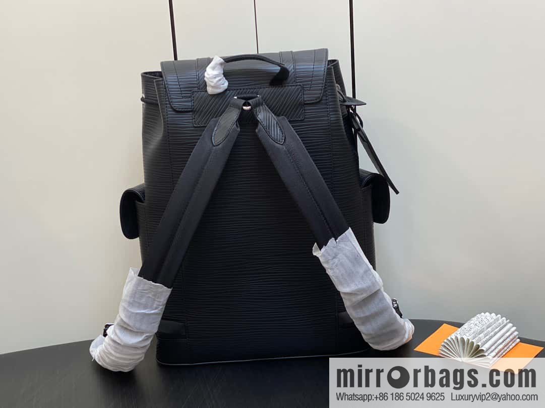 [Original single boutique] M23764 black letters, full leather epi backpack series Christopher medium backpack M41709