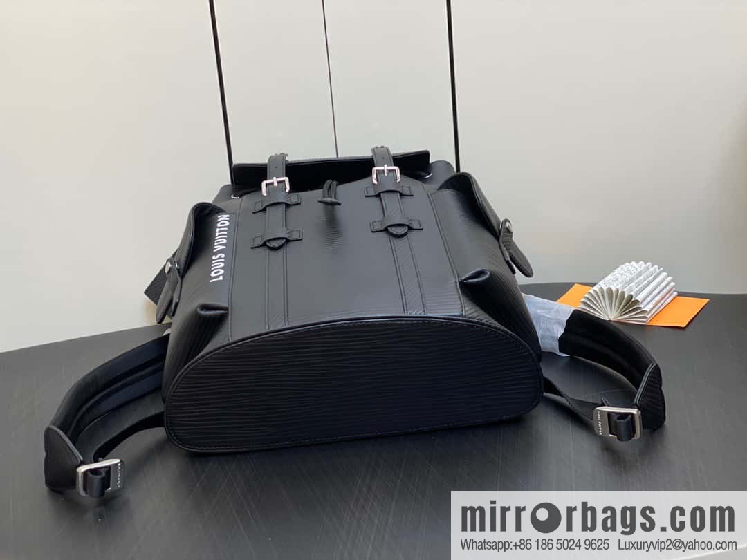 [Original single boutique] M23764 black letters, full leather epi backpack series Christopher medium backpack M41709