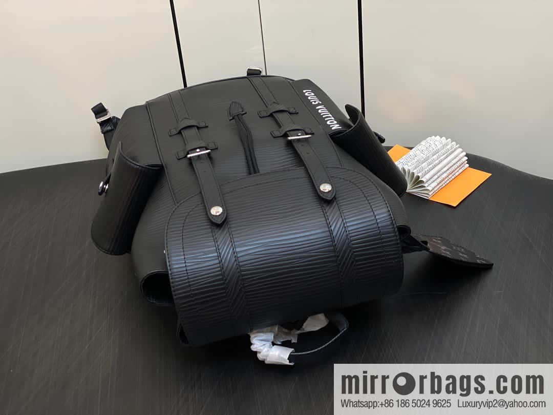 [Original single boutique] M23764 black letters, full leather epi backpack series Christopher medium backpack M41709