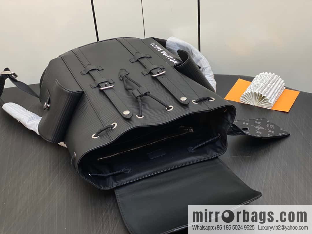 [Original single boutique] M23764 black letters, full leather epi backpack series Christopher medium backpack M41709