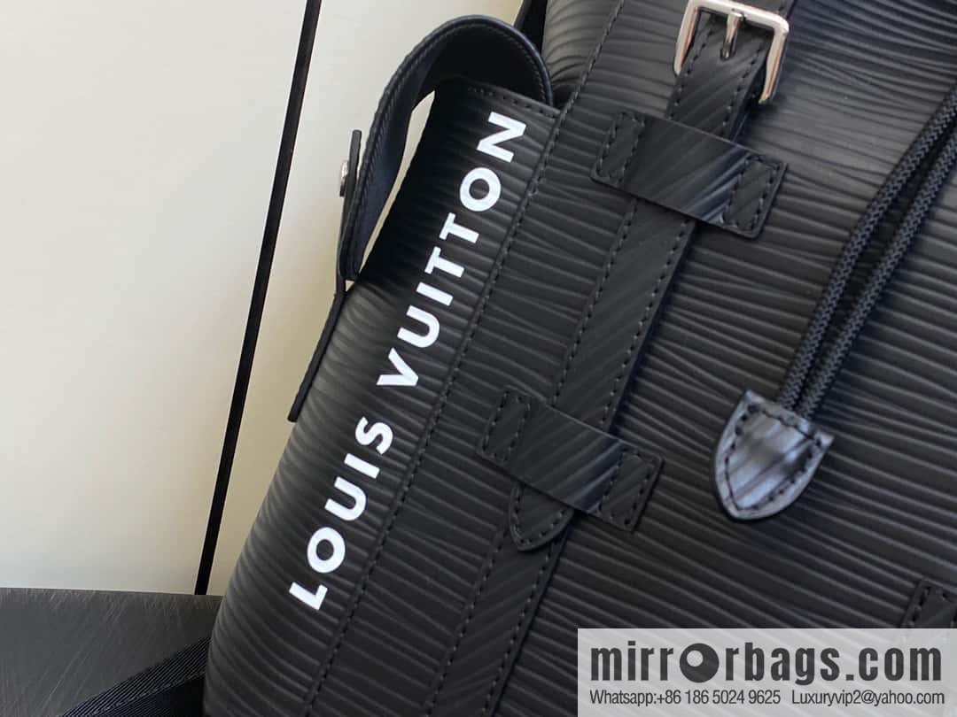 [Original single boutique] M23764 black letters, full leather epi backpack series Christopher medium backpack M41709