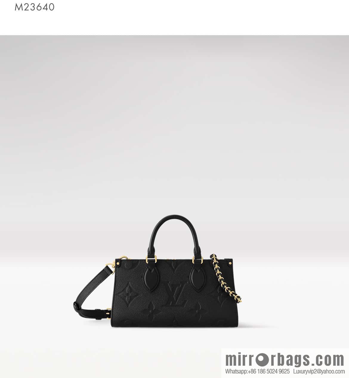 [Original single boutique] M23640 black full leather embossed square bag series, autumn and winter new ONTHEGO EAST WEST handbag M23698