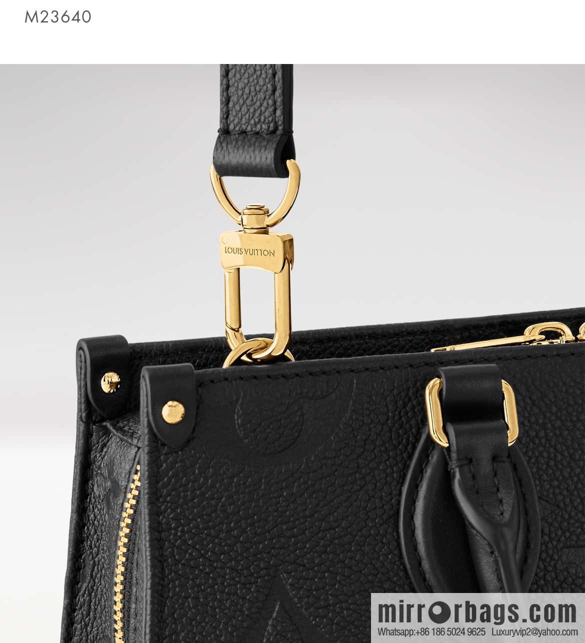 [Original single boutique] M23640 black full leather embossed square bag series, autumn and winter new ONTHEGO EAST WEST handbag M23698