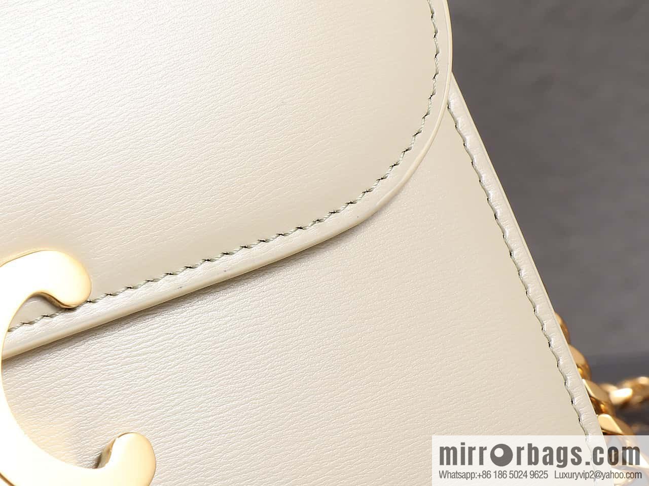 [Premium quality, all-steel hardware] CELINE 23s autumn and winter new products | COLLEGE TRIOMPHE bright cow leather (fabric) chain strap handbag number: 113583 Arc de Triomphe autumn new
