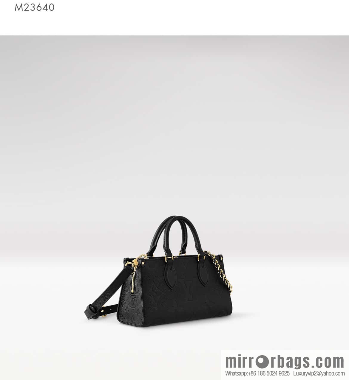 [Original single boutique] M23640 black full leather embossed square bag series, autumn and winter new ONTHEGO EAST WEST handbag M23698
