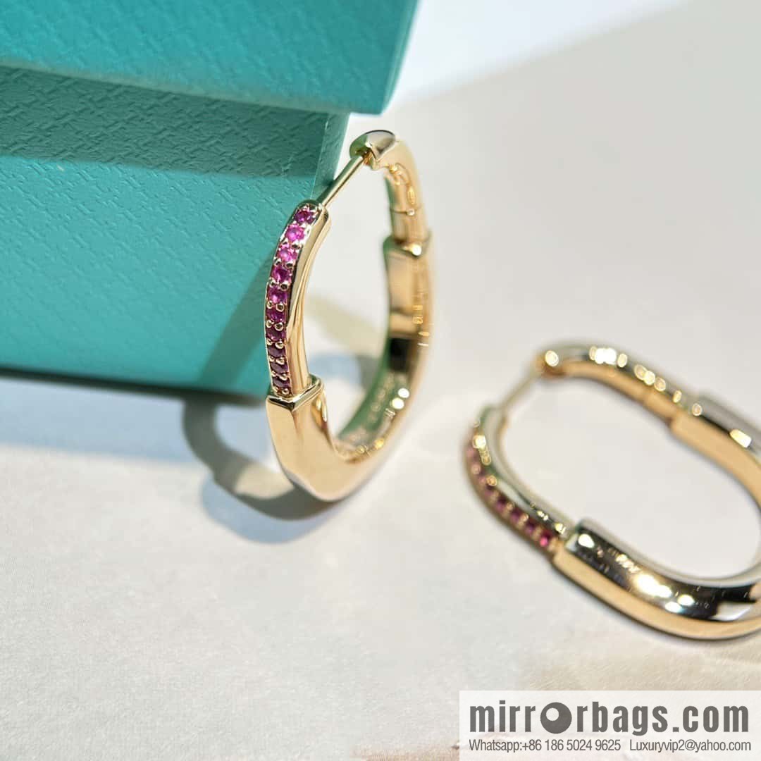 ☀️Tiffany Lock Pink Half-Diamond Lock Earrings ☀️