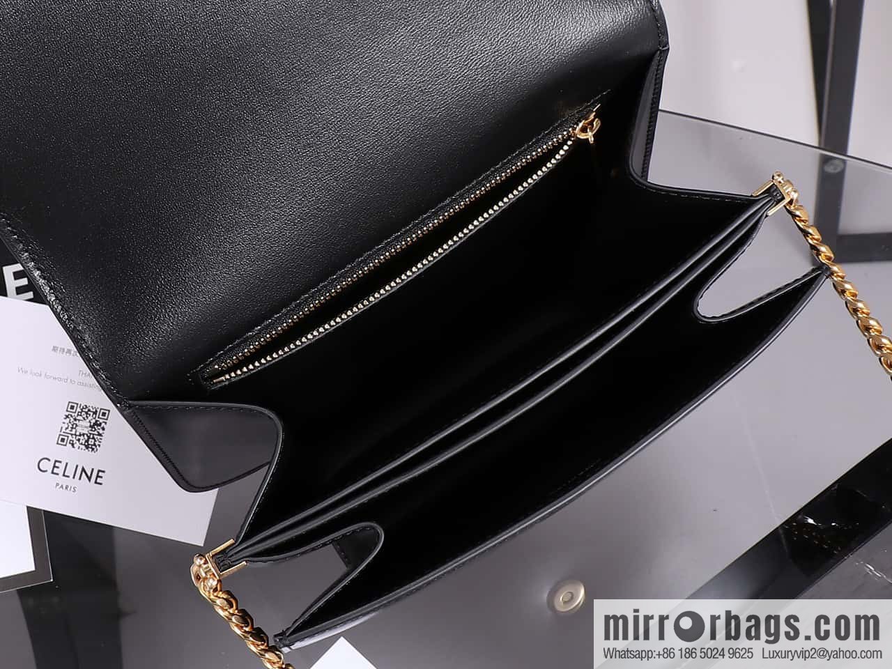 [Premium quality, all-steel hardware] CELINE 23s autumn and winter new products | COLLEGE TRIOMPHE bright cow leather (fabric) chain strap handbag number: 113583 Arc de Triomphe autumn new