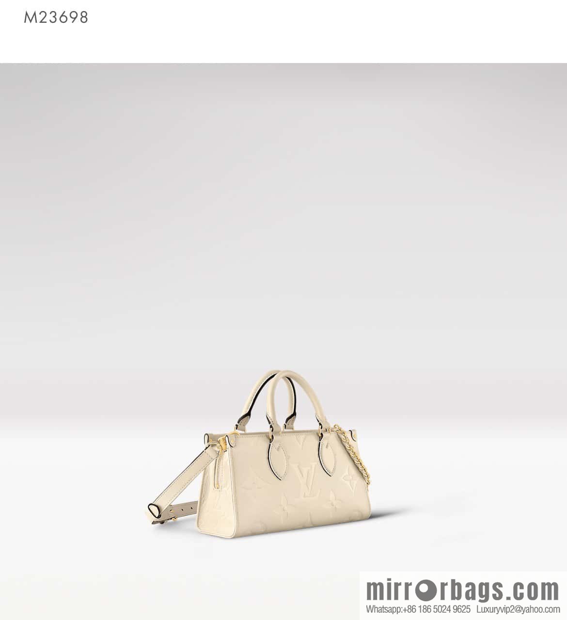 [Original order boutique] M23698 meters white, full leather embossed square bag series, autumn and winter new ONTHEGO EAST WEST handbag M23640