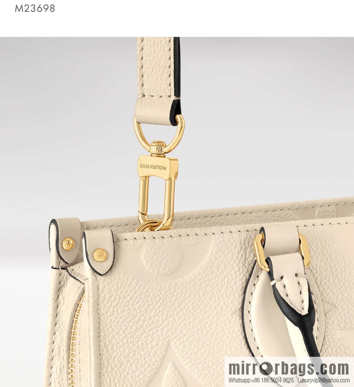 [Original order boutique] M23698 meters white, full leather embossed square bag series, autumn and winter new ONTHEGO EAST WEST handbag M23640