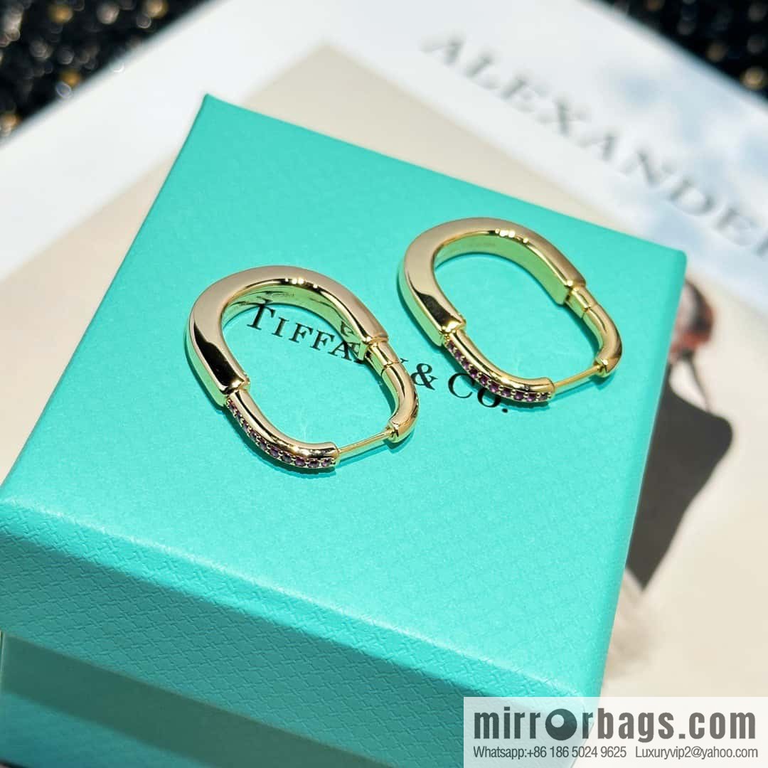 ☀️Tiffany Lock Pink Half-Diamond Lock Earrings ☀️