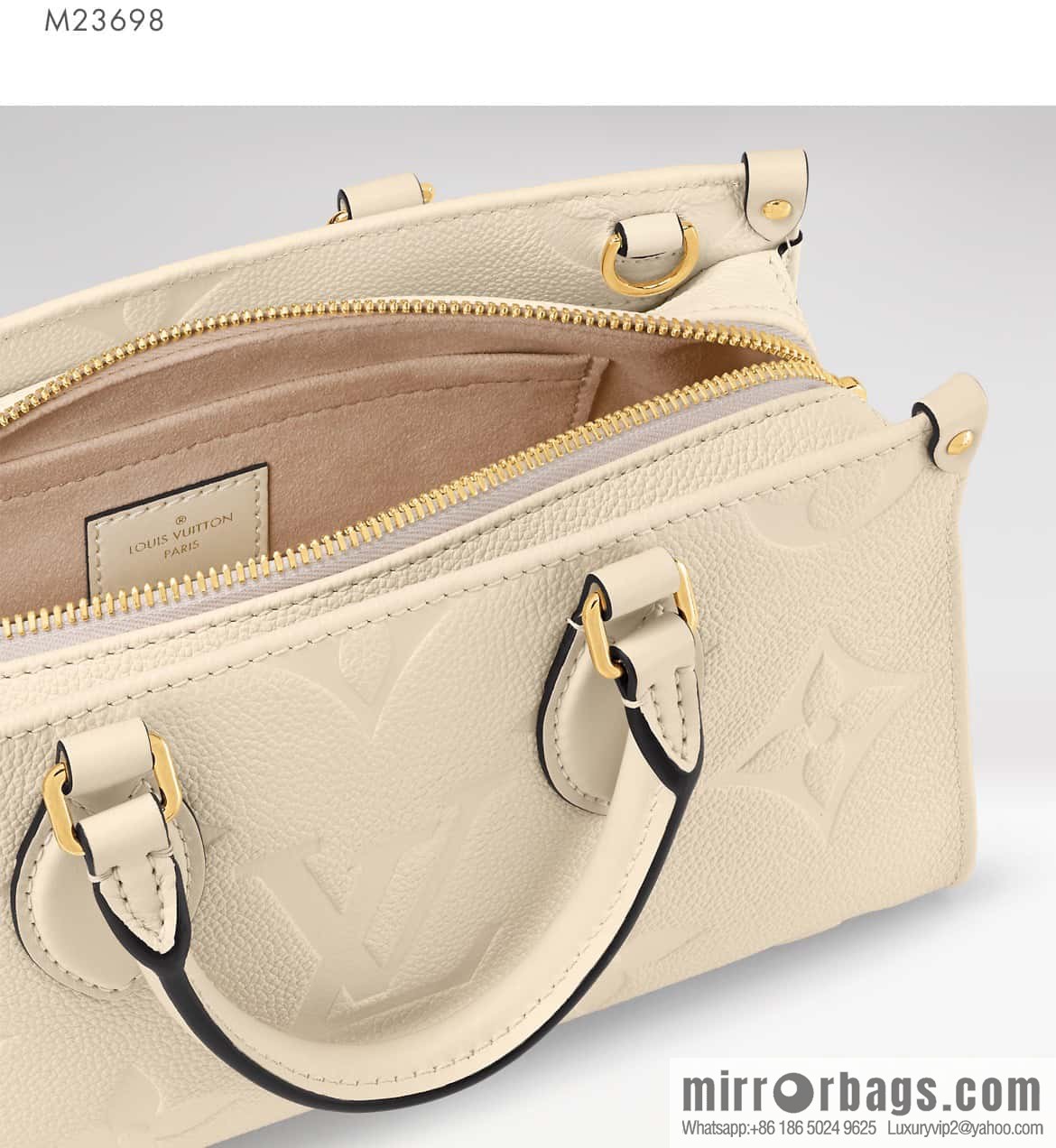 [Original order boutique] M23698 meters white, full leather embossed square bag series, autumn and winter new ONTHEGO EAST WEST handbag M23640