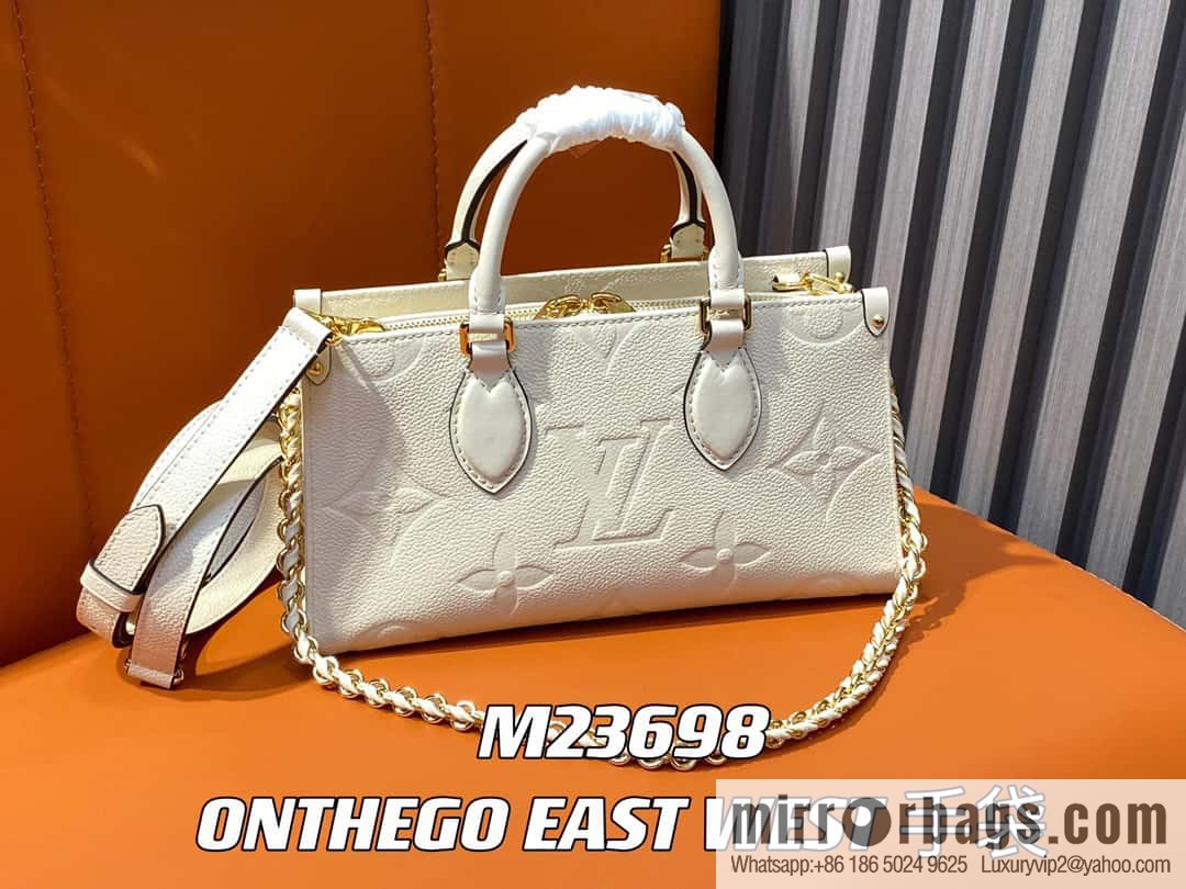 [Original order boutique] M23698 meters white, full leather embossed square bag series, autumn and winter new ONTHEGO EAST WEST handbag M23640