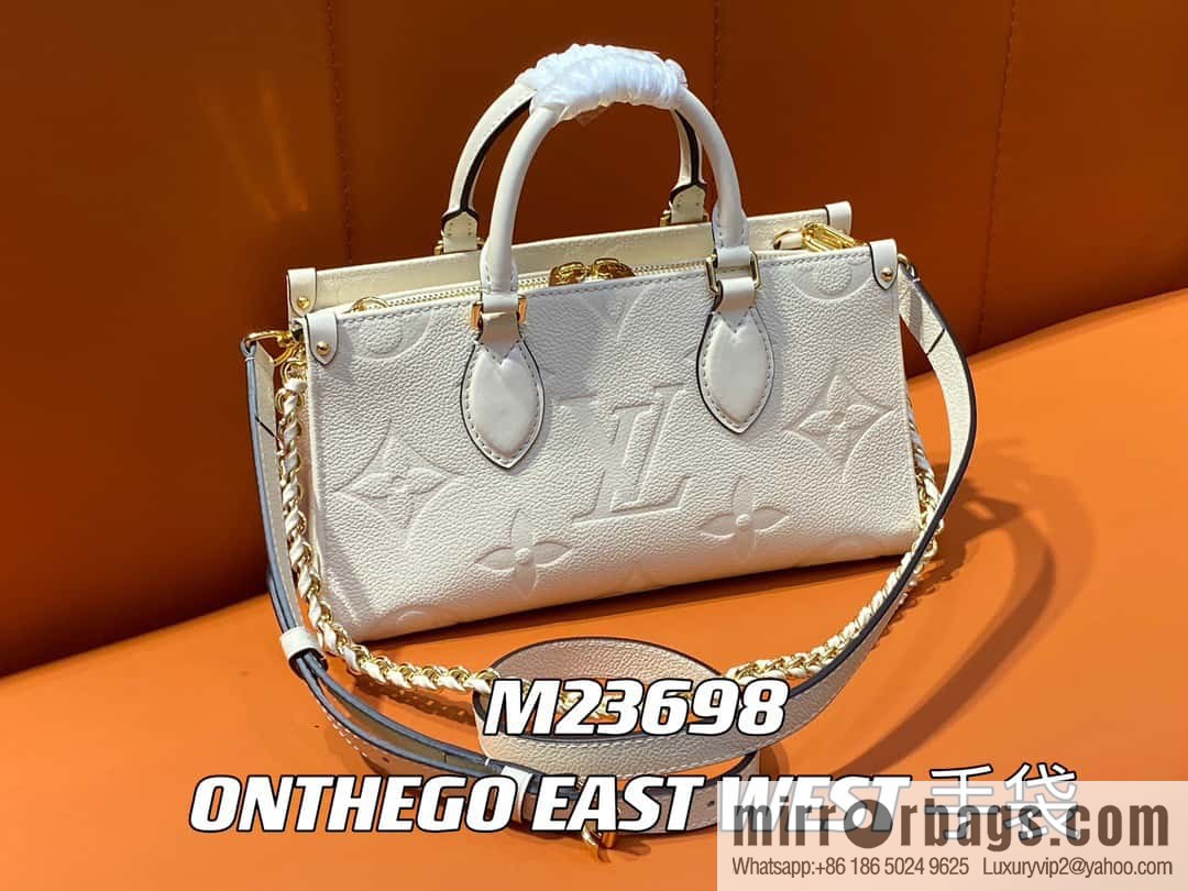 [Original order boutique] M23698 meters white, full leather embossed square bag series, autumn and winter new ONTHEGO EAST WEST handbag M23640