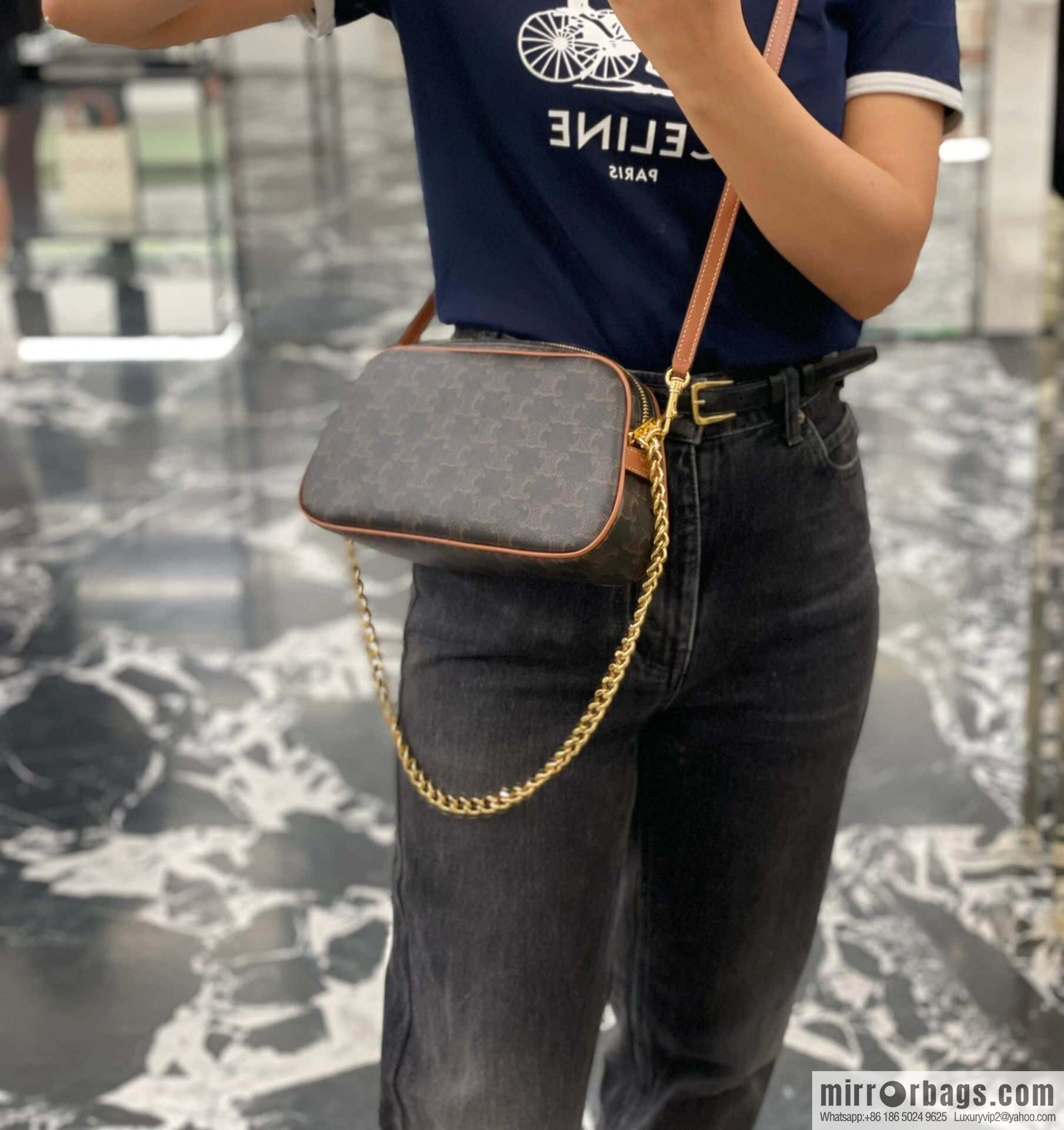 [Premium quality, all-steel hardware] CELINE23 new | MULTI logo printed cow leather (fabric) handbag number: 114122