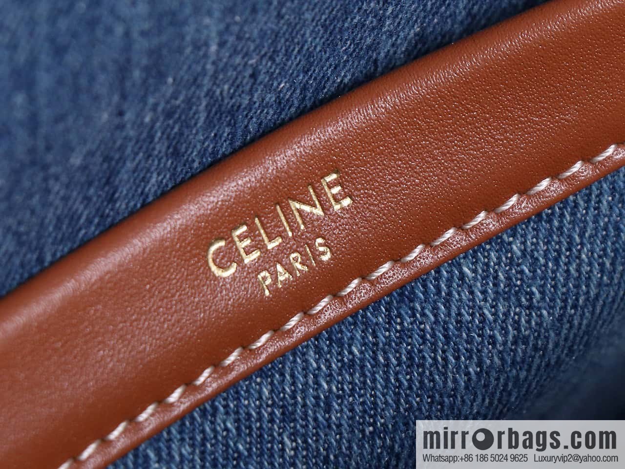 [Premium quality, original leather] CELIN-E 23s summer | CABAS THAIS denim embroidery fabric cow leather (fabric) handbag, model: 199162