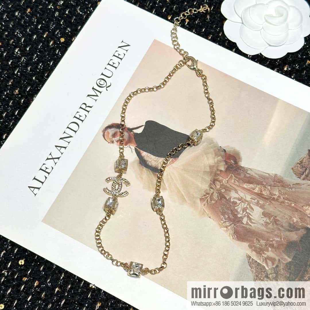 ☀️New ☑️ Chanel Double C Square Diamond Necklace