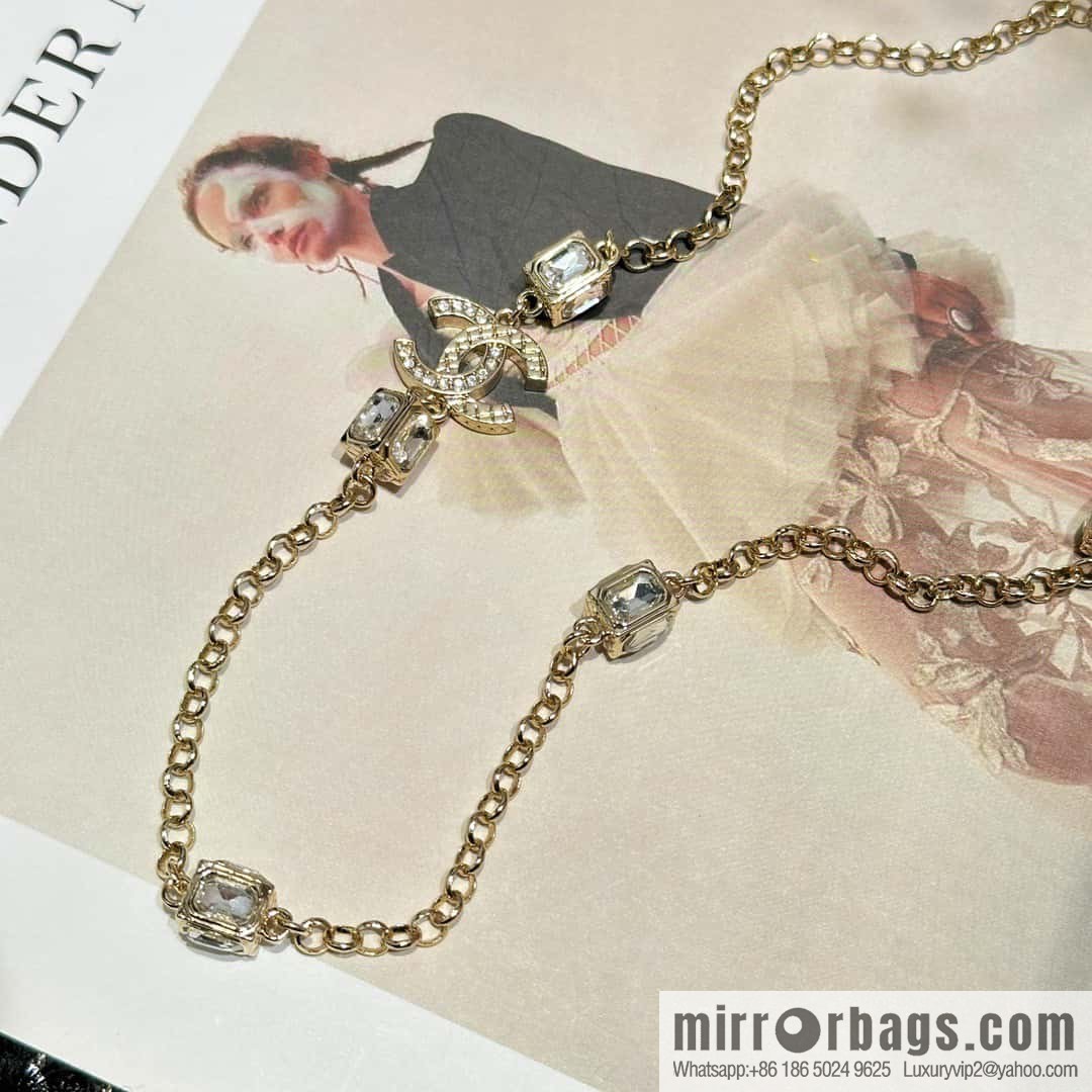 ☀️New ☑️ Chanel Double C Square Diamond Necklace