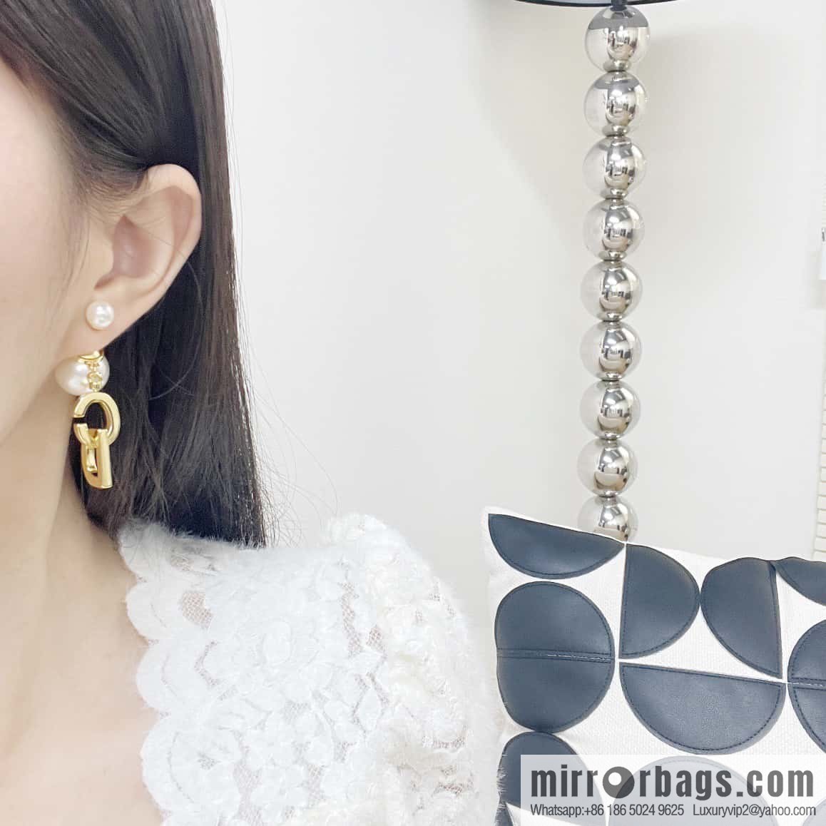 New ☑️ DIOR Dior gold size pearl CD letter stud earrings