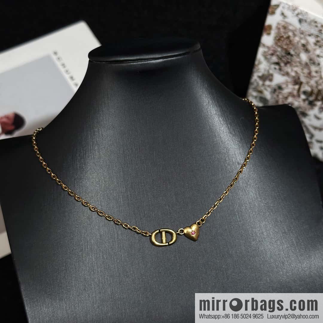 New ☑️ DIOR Dior peach heart love CD necklace