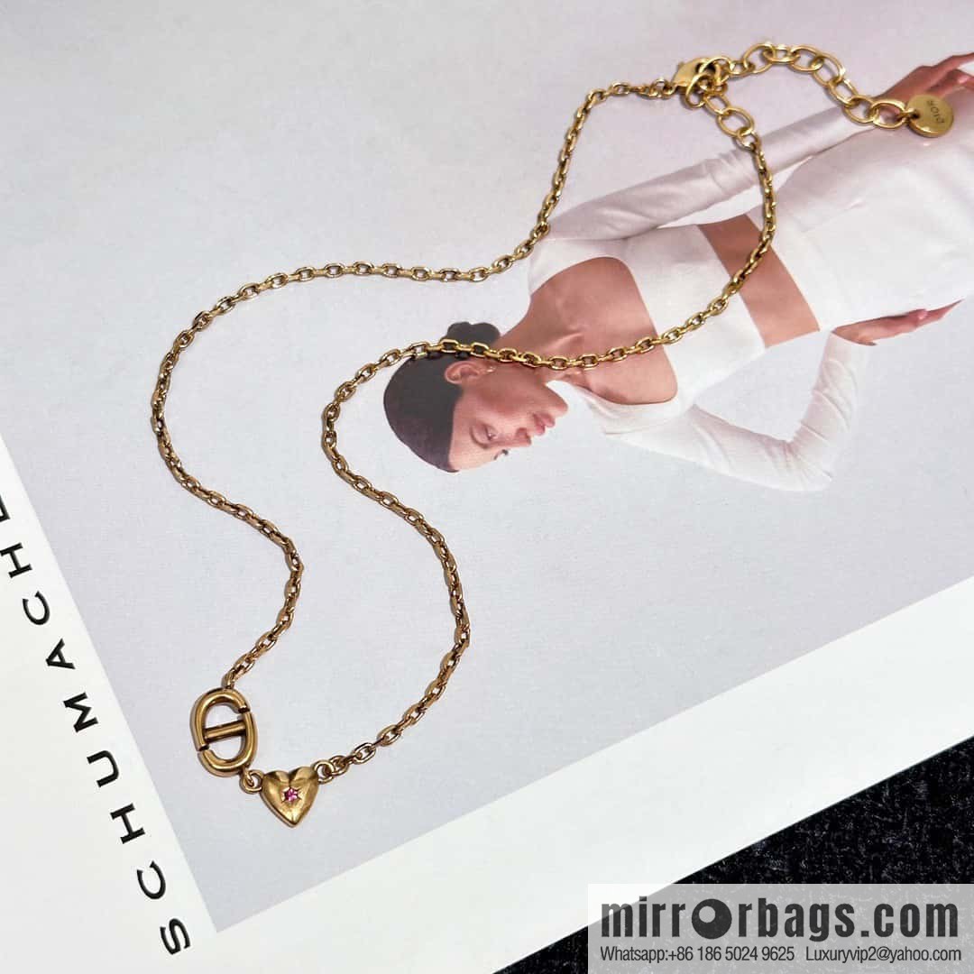 New ☑️ DIOR Dior peach heart love CD necklace
