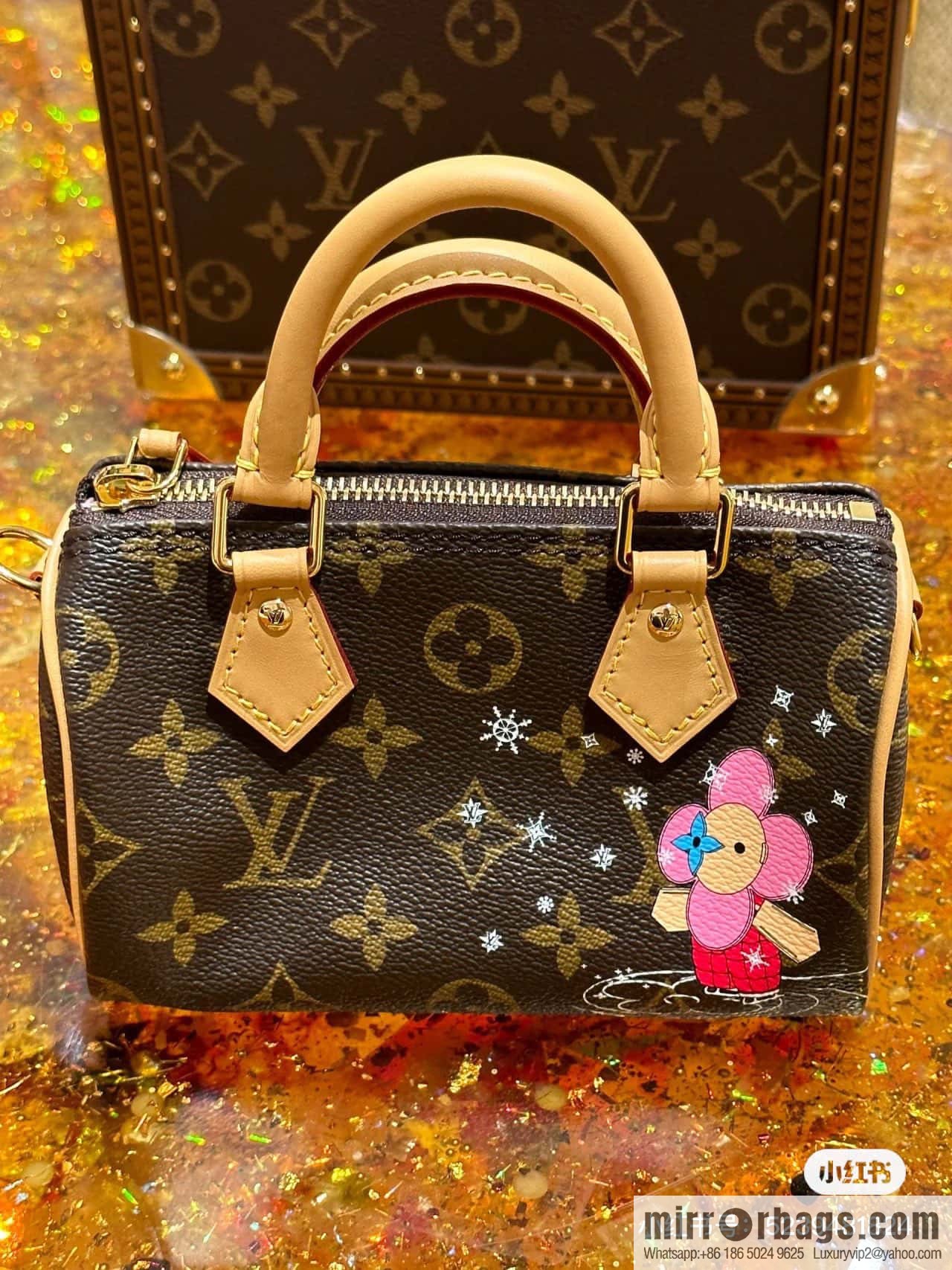[Original single boutique] M82624 silk screen, Christmas mini pillow bag 16cm speedy series Nano Speedy handbag
