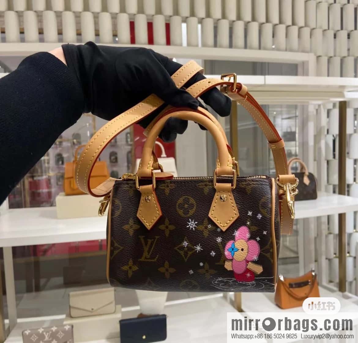 [Original single boutique] M82624 silk screen, Christmas mini pillow bag 16cm speedy series Nano Speedy handbag