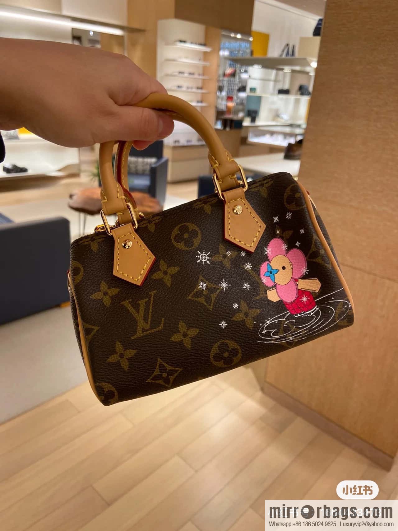 [Original single boutique] M82624 silk screen, Christmas mini pillow bag 16cm speedy series Nano Speedy handbag