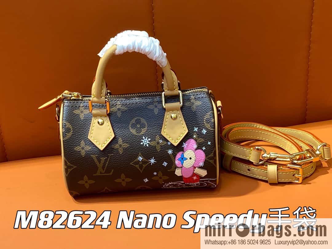 [Original single boutique] M82624 silk screen, Christmas mini pillow bag 16cm speedy series Nano Speedy handbag