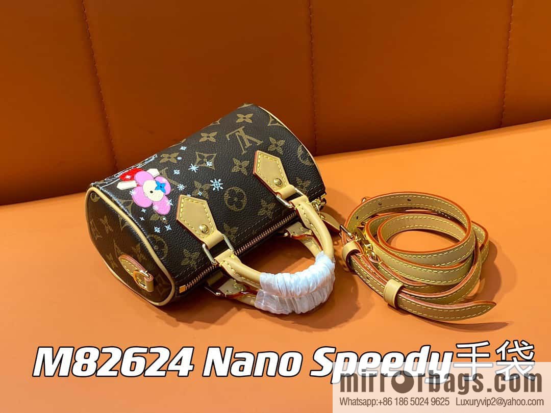 [Original single boutique] M82624 silk screen, Christmas mini pillow bag 16cm speedy series Nano Speedy handbag