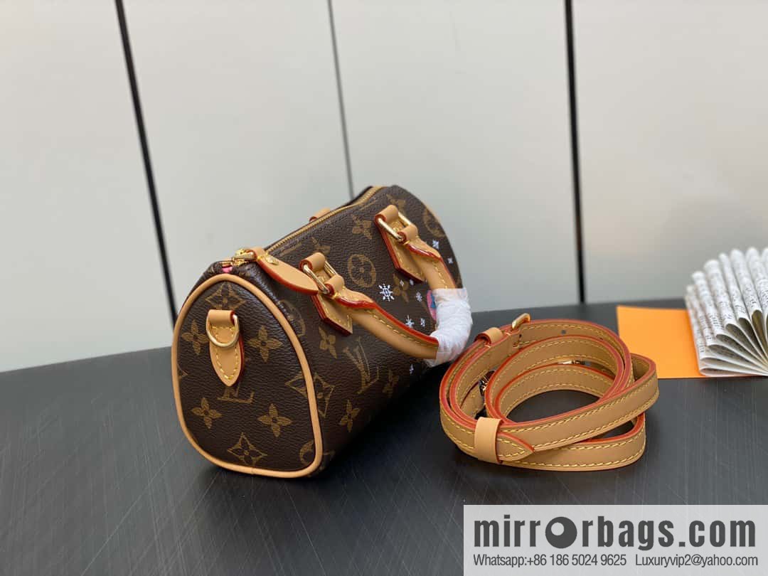 [Original single boutique] M82624 silk screen, Christmas mini pillow bag 16cm speedy series Nano Speedy handbag