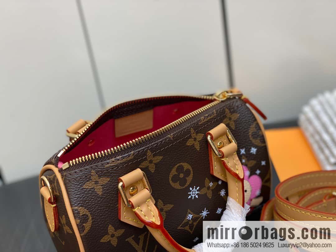[Original single boutique] M82624 silk screen, Christmas mini pillow bag 16cm speedy series Nano Speedy handbag