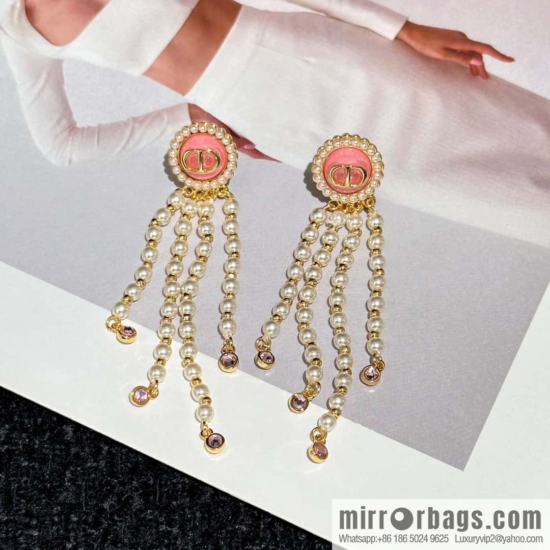 New ☑️ DIOR Dior tassel pearl stud earrings