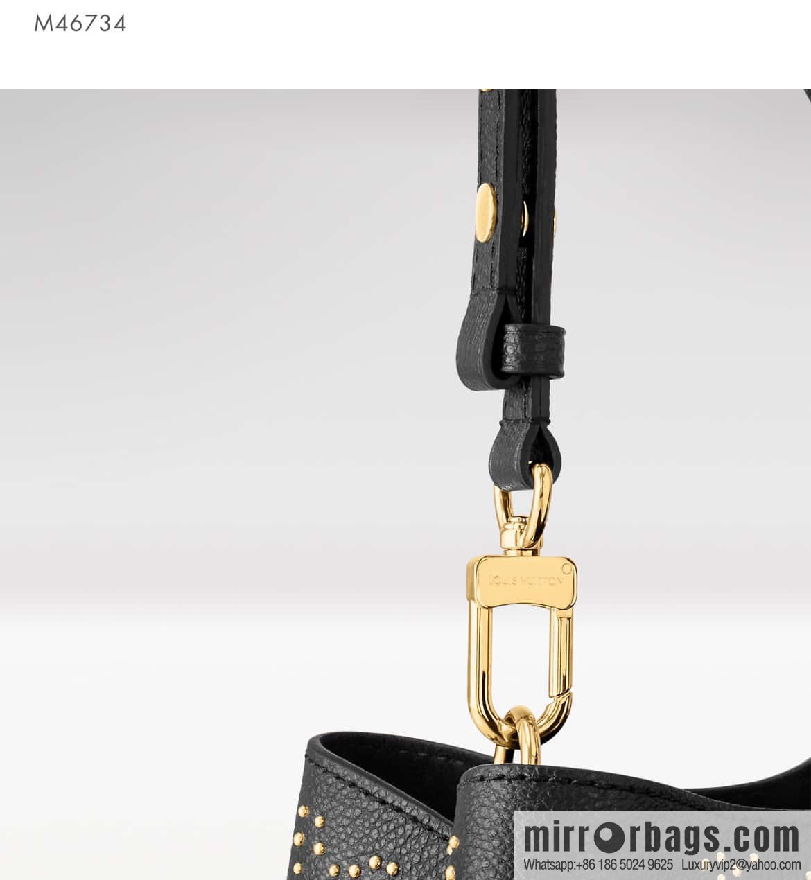 [Original single boutique] M46734 black full leather willow nail bucket bag series Néo Noé BB bucket bag