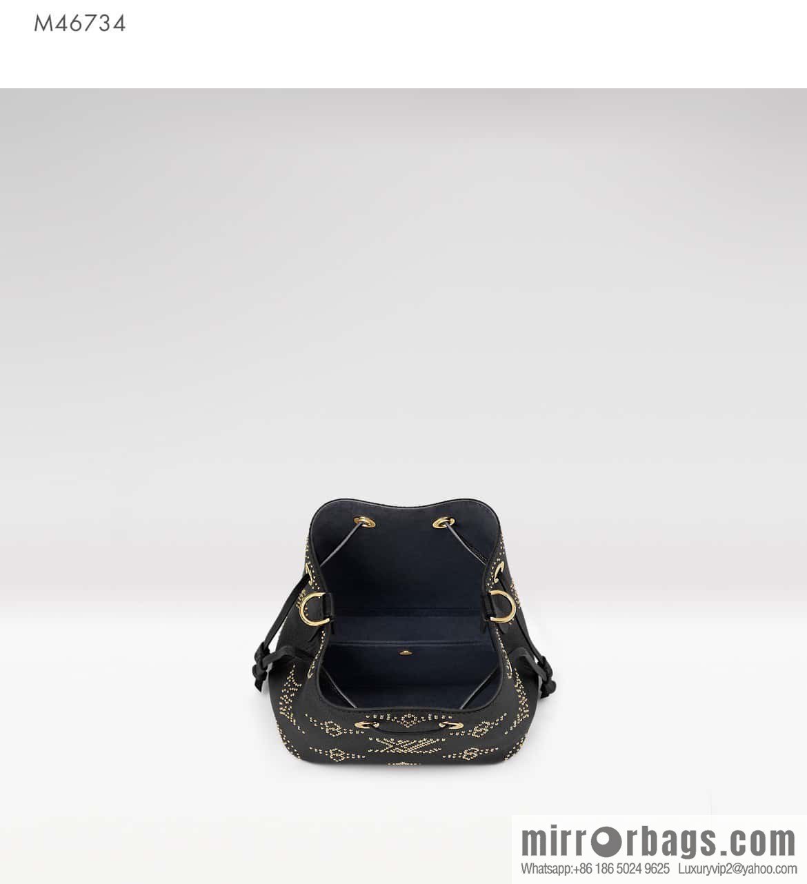 [Original single boutique] M46734 black full leather willow nail bucket bag series Néo Noé BB bucket bag