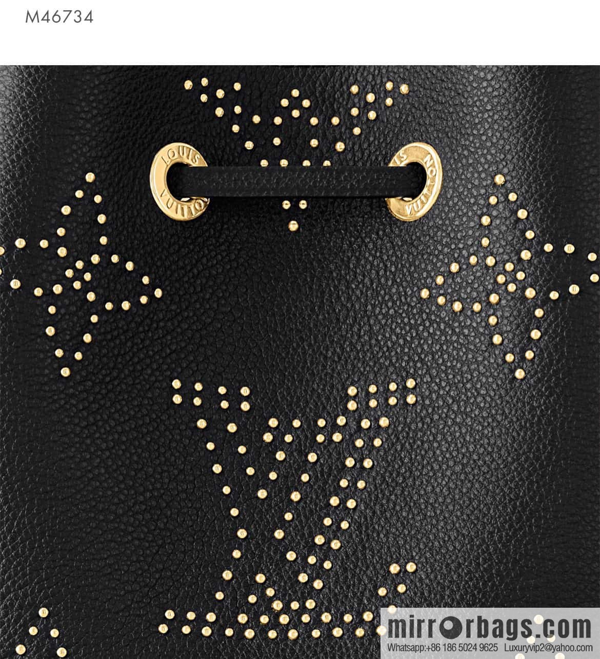 [Original single boutique] M46734 black full leather willow nail bucket bag series Néo Noé BB bucket bag