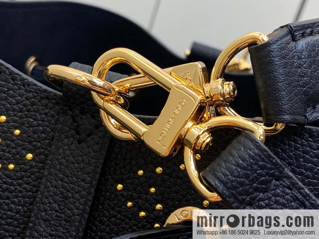 [Original single boutique] M46734 black full leather willow nail bucket bag series Néo Noé BB bucket bag