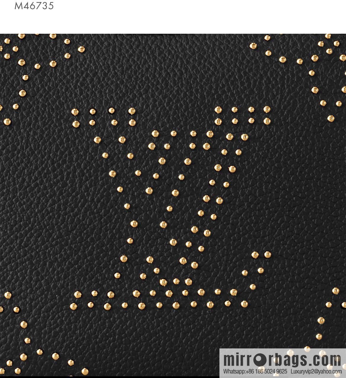 [Original order boutique] M46735 black full leather willow nail croissant series, this Bagatelle handbag m46091 full leather rivet with nails, crescent bag, pea bag, croissant bag
