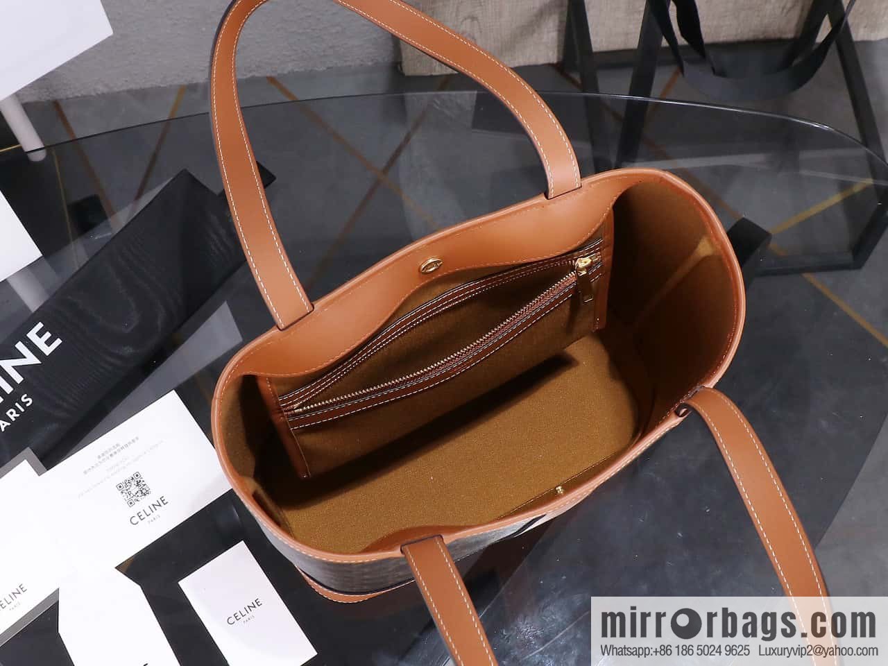 [Premium quality, all-steel hardware] CELIN_E CABAS small logo printed cow leather (fabric) handbag, number: 115082
