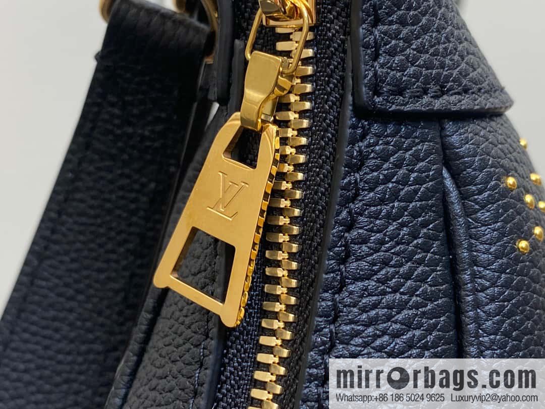 [Original order boutique] M46735 black full leather willow nail croissant series, this Bagatelle handbag m46091 full leather rivet with nails, crescent bag, pea bag, croissant bag