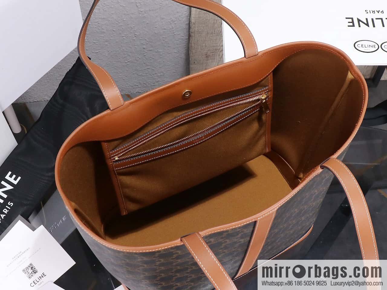[Premium quality, all-steel hardware] CELIN_E CABAS medium logo printed cow leather (fabric) handbag, number: 115072