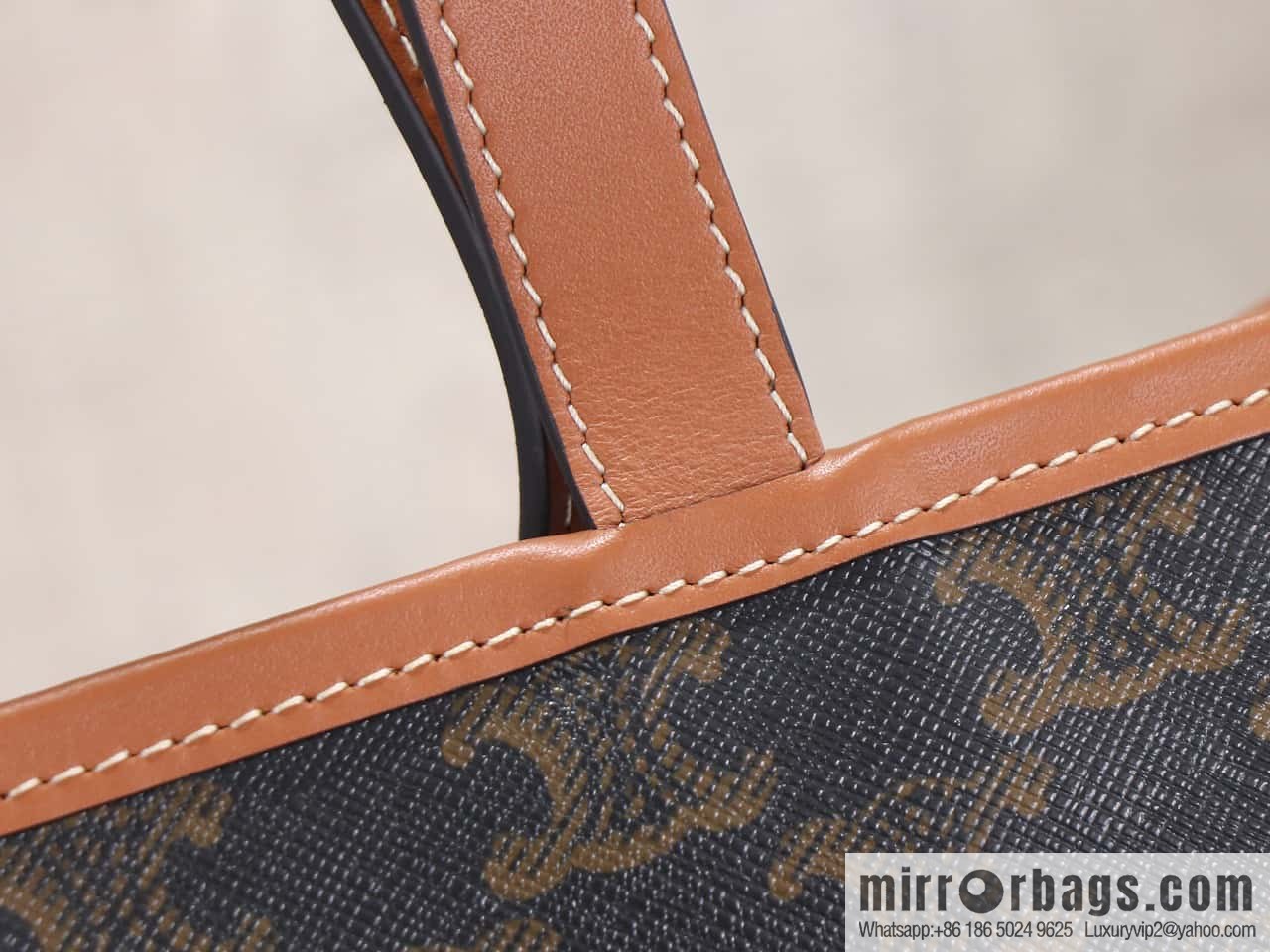[Premium quality, all-steel hardware] CELIN_E CABAS medium logo printed cow leather (fabric) handbag, number: 115072